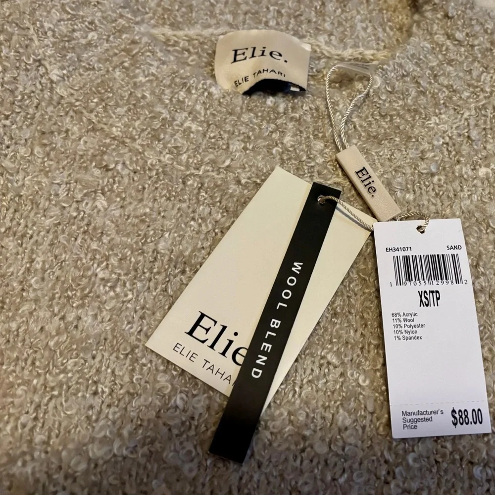 Elie Tahari Woolblend Textured Knit Sweater NWT Size XS Petite - Picture 3 of 5